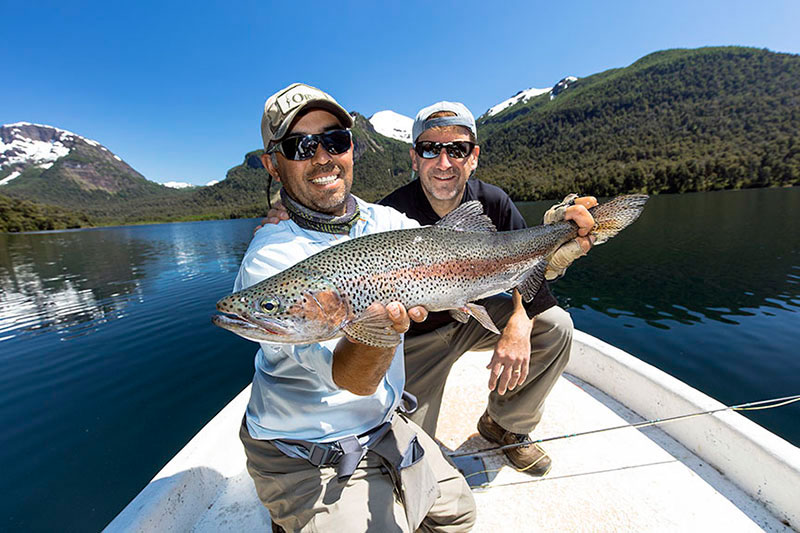 Guide & Flyfisherman With Trophy Argentina Rainbow Trout